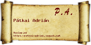 Pátkai Adrián névjegykártya